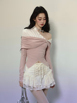 layered ribbon one-shoulder tops LV0322