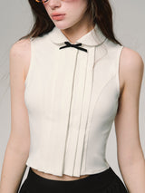 sleeveless tight ribbon blouse LV0348