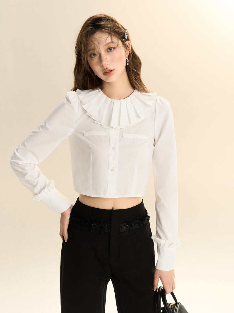 french accordion collar blouse LV0350