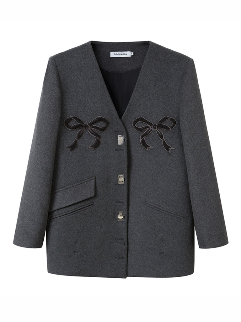 LUNA VEILのVネックウールリボンジャケット V-neck wool ribbon jacket LV0104の画像9
