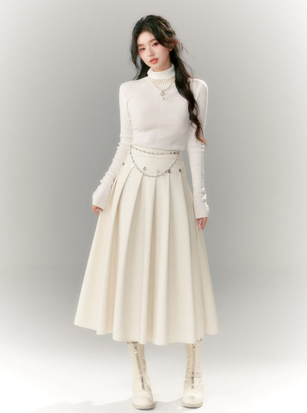 LUNA VEILのレザープリーツフリルスカート leather pleated flared skirt LV0068の画像2