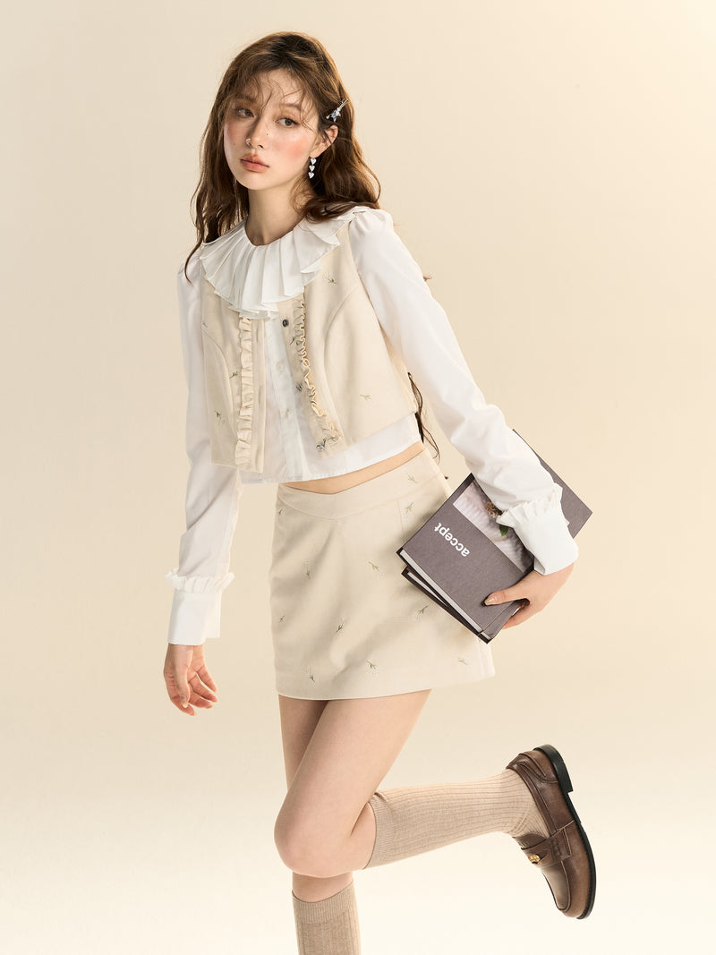 french accordion collar blouse LV0350