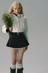 bicolor pleated mini skirt LV0326