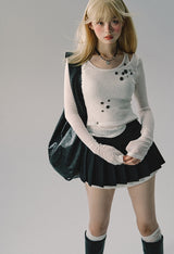 bicolor pleated mini skirt LV0326