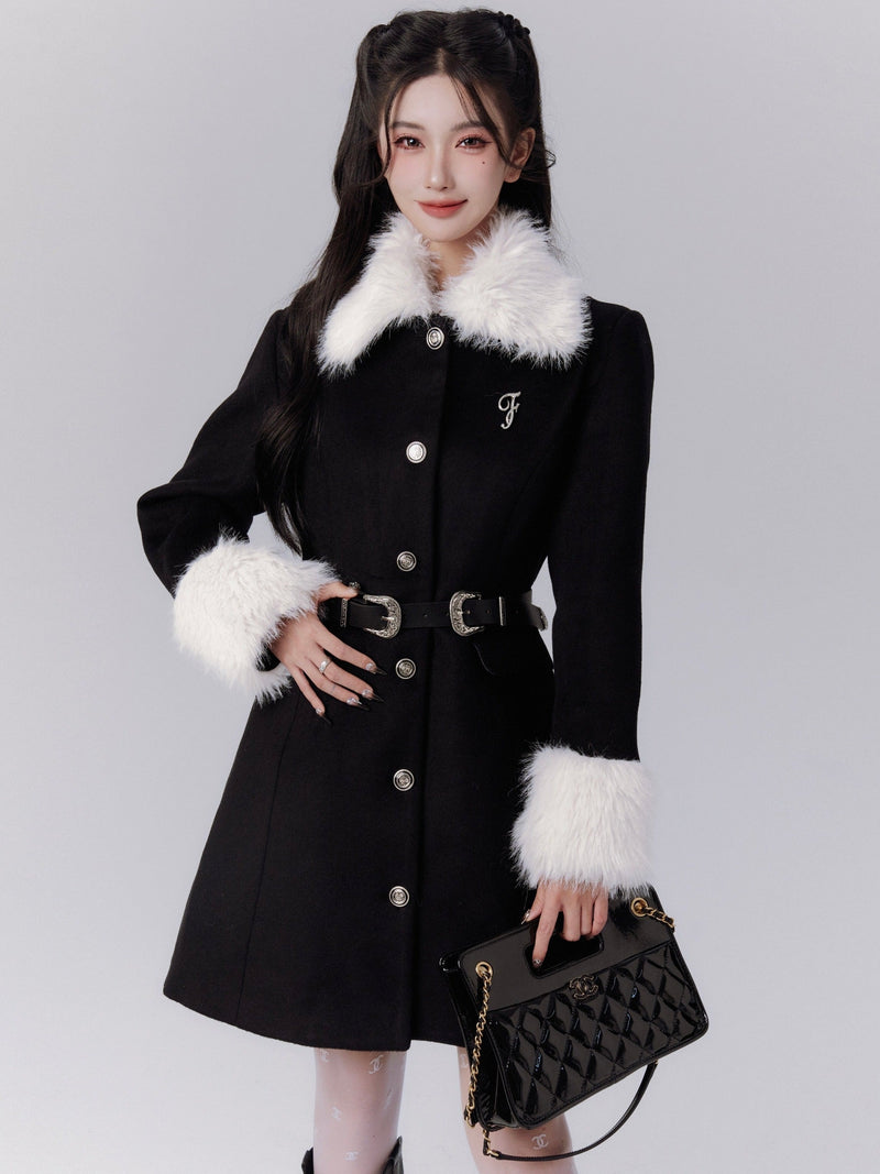 fur buckle lady coat LV0081