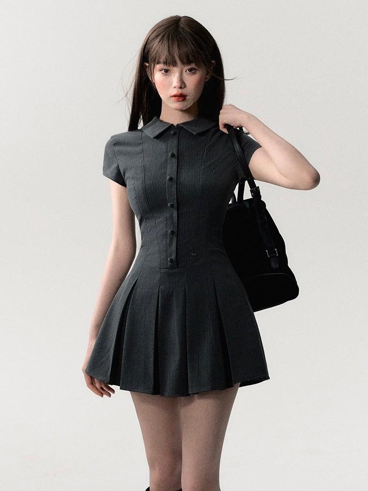 flare pleated shirt dress LV0325