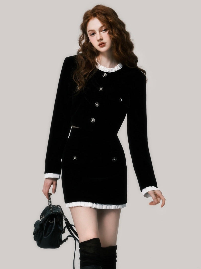 velvet frill collar jacket LV0117