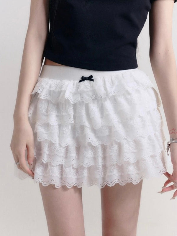 lace mille-feuille skirt LV0289