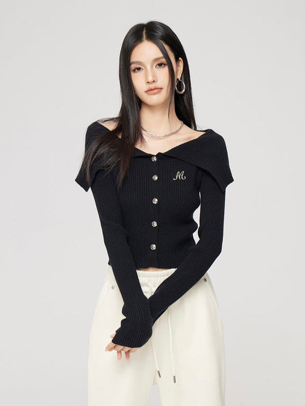 monotone off shoulder cardigan LV0160