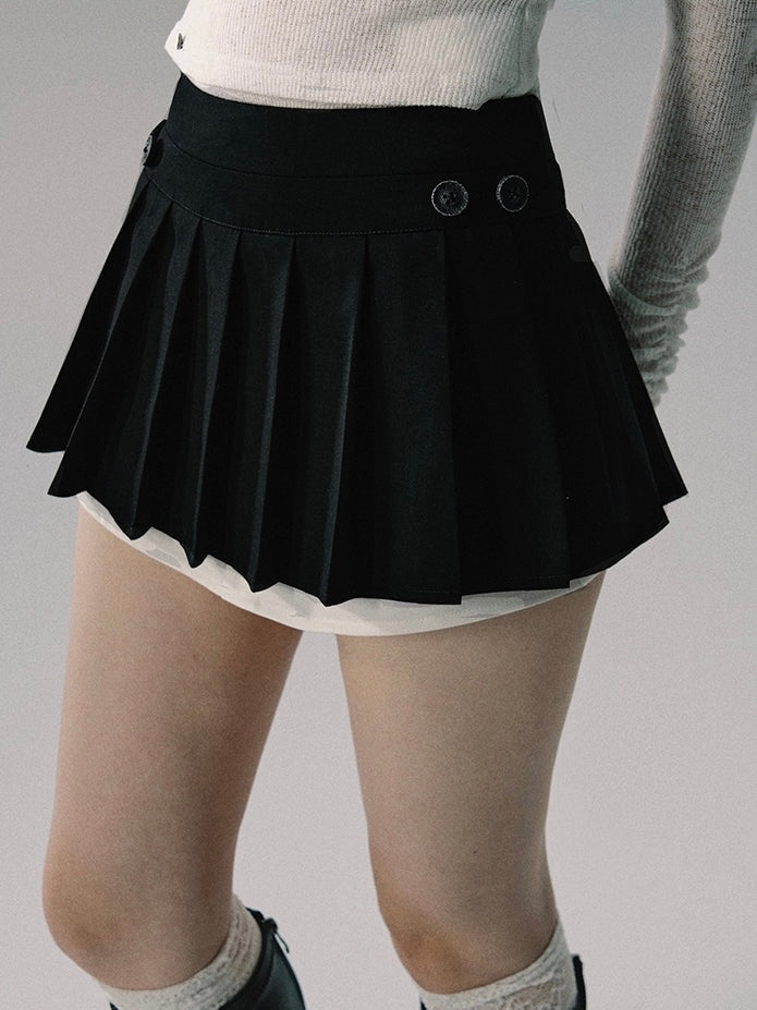 bicolor pleated mini skirt LV0326