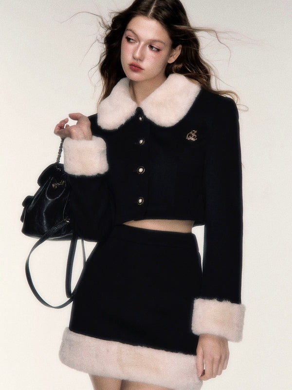 bicolor fur mini jacket LV0070