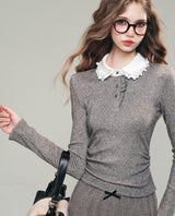 flower collar girly knit tops LV0316