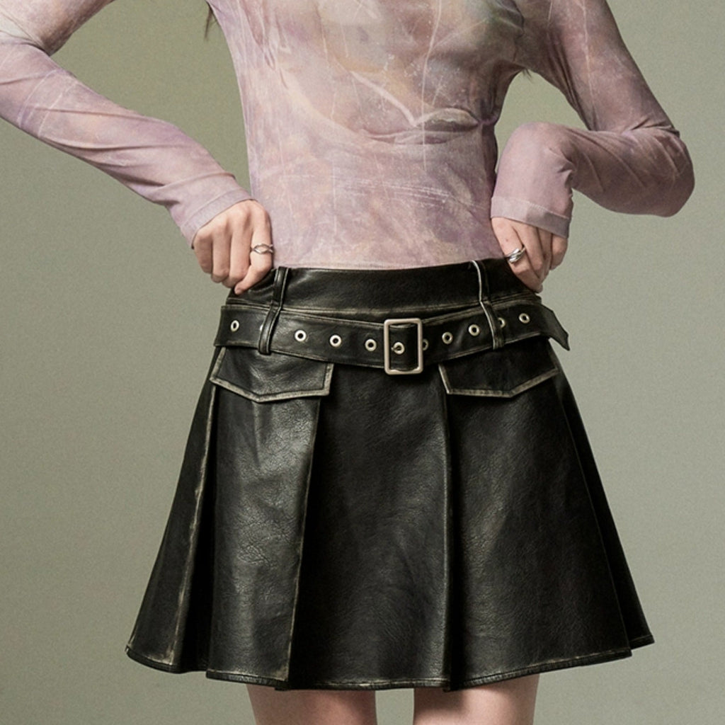 LUNA VEILのレザーベルトミニスカート leather belt mini skirt LV0007の画像3
