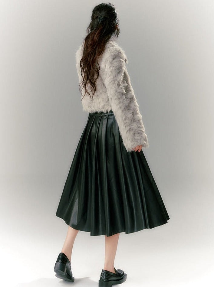 LUNA VEILのレザープリーツフリルスカート leather pleated flared skirt LV0068の画像10