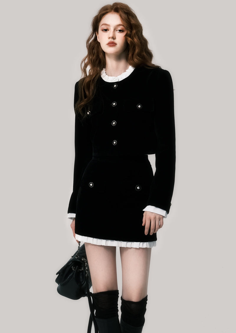 LUNA VEILのベルベットフリルカラージャケット velvet frill collar jacket LV0117の画像3