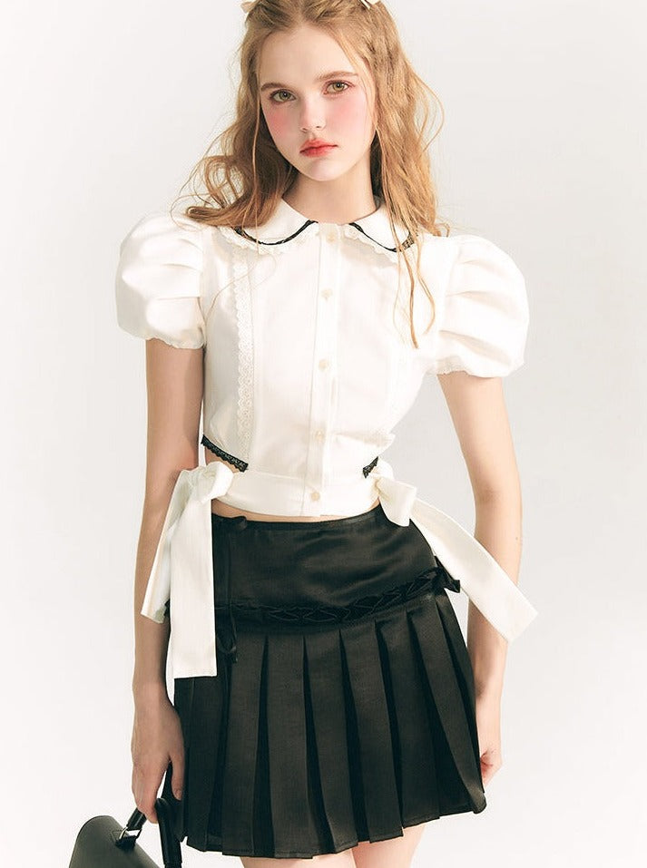 LUNA VEILのプリーツリボンミニスカート pleated ribbon mini skirt LV0088の画像2