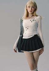 bicolor pleated mini skirt LV0326