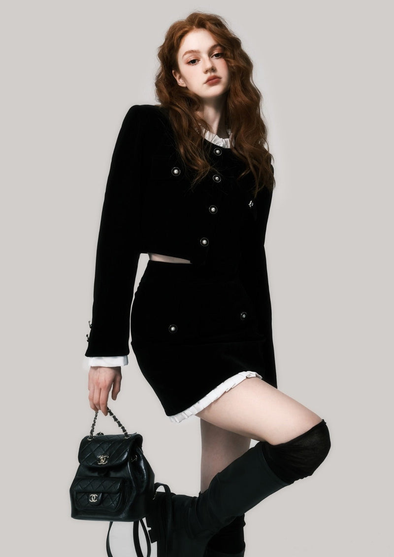 LUNA VEILのベルベットフリルカラージャケット velvet frill collar jacket LV0117の画像5