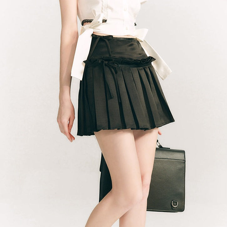 LUNA VEILのプリーツリボンミニスカート pleated ribbon mini skirt LV0088の画像1