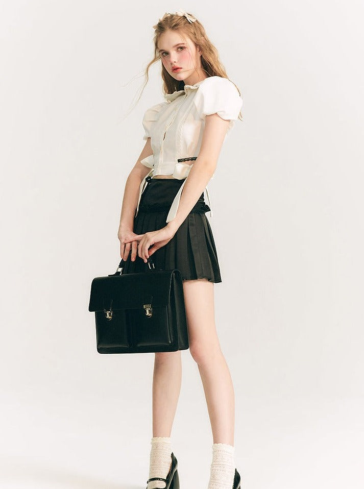 LUNA VEILのプリーツリボンミニスカート pleated ribbon mini skirt LV0088の画像9