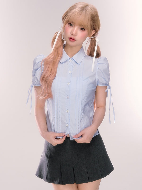 LUNA VEILのパフリボンスリーブブラウス puff ribbon sleeve blouse LV0234の画像1