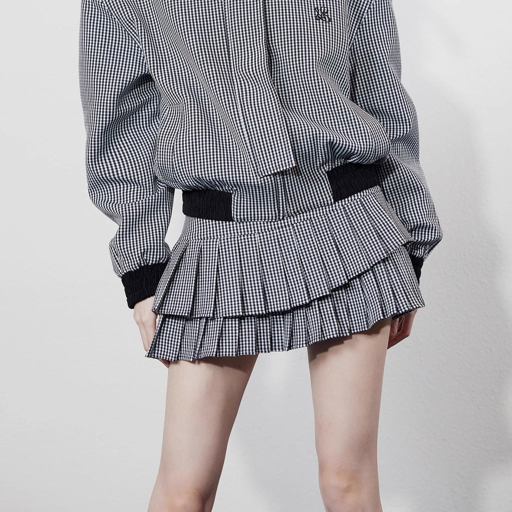 LUNA VEILのギンガムチェックモノトーンスカート gingham check monotone skirt LV0090の画像1