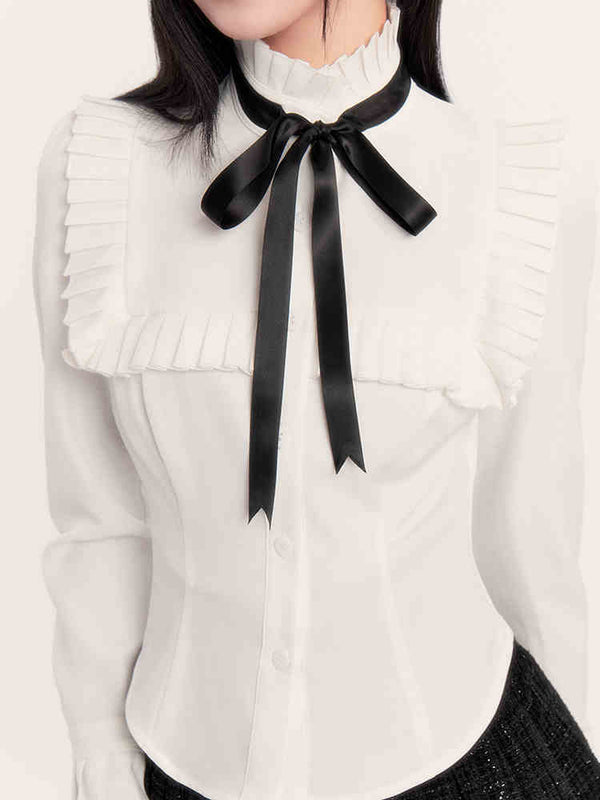 frill classic ribbon blouse LV0311