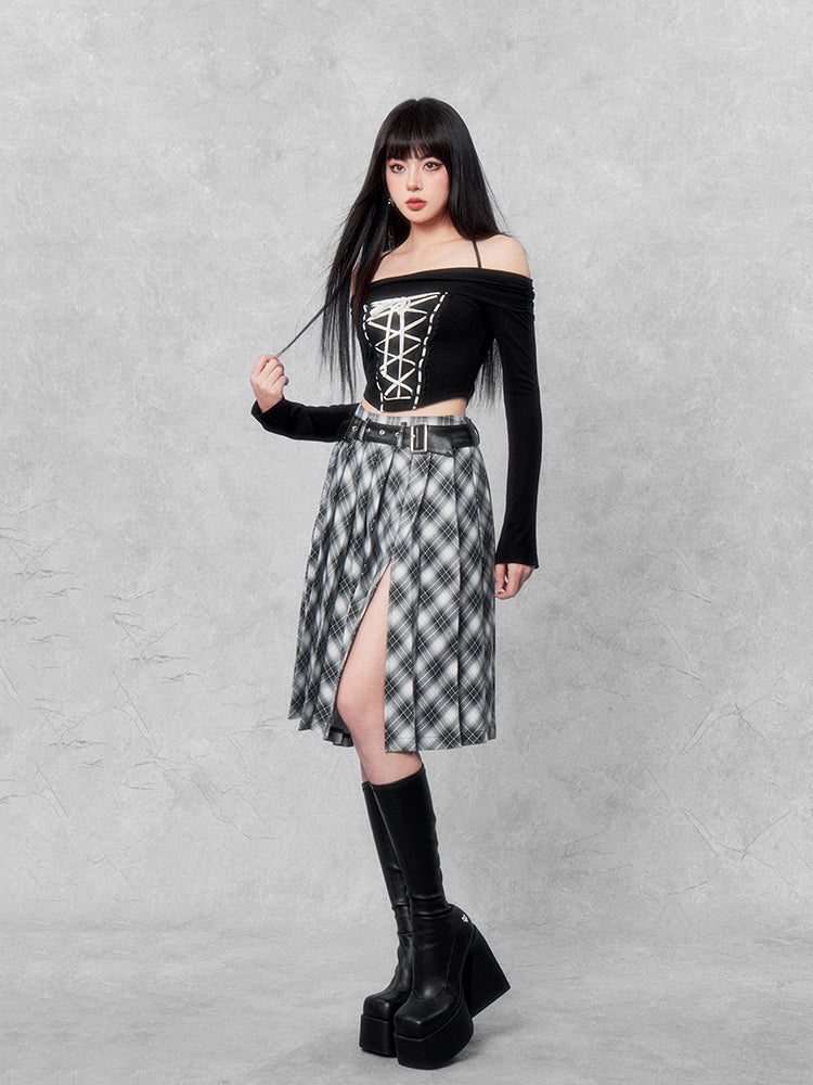 LUNA VEILのレースアップオフショルダーカットソー lace up off shoulder cut and sew LV0210の画像6