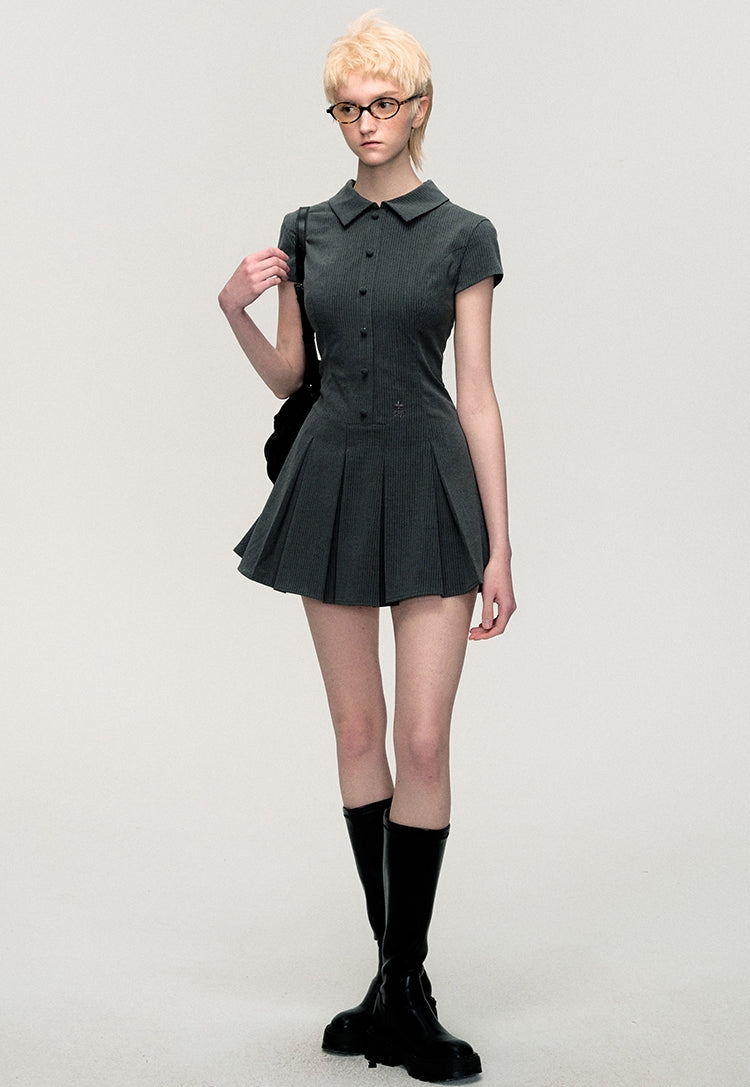 flare pleated shirt dress LV0325