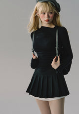 bicolor pleated mini skirt LV0326