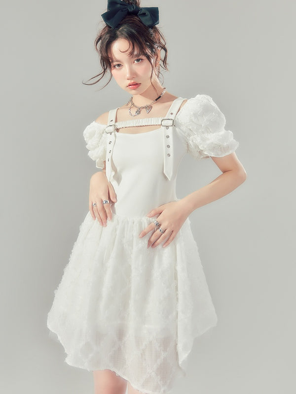 LUNA VEILのパフスリーブバックルワンピース puff sleeves buckle one-piece LV0154の画像1