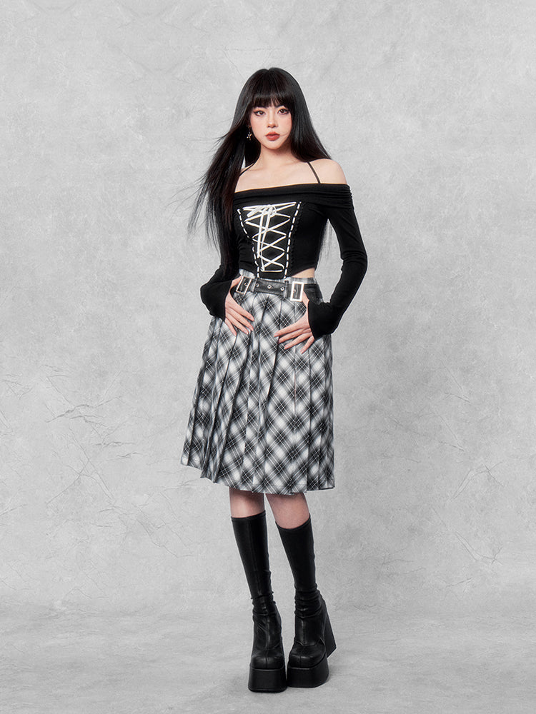 LUNA VEILのレースアップオフショルダーカットソー lace up off shoulder cut and sew LV0210の画像4
