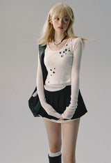 bicolor pleated mini skirt LV0326