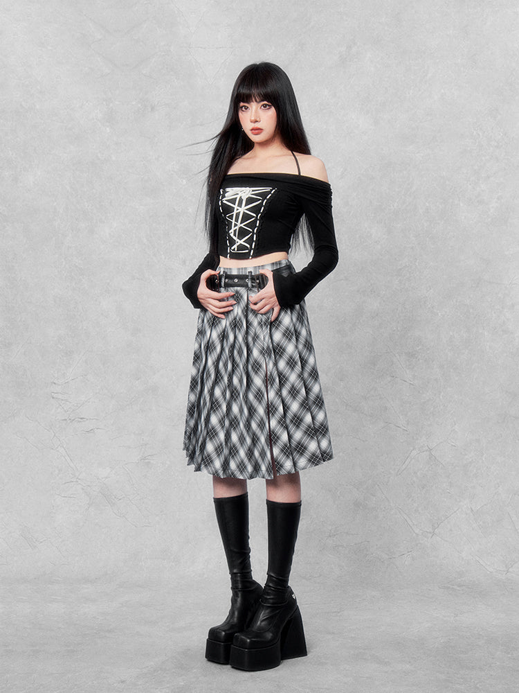 LUNA VEILのレースアップオフショルダーカットソー lace up off shoulder cut and sew LV0210の画像5