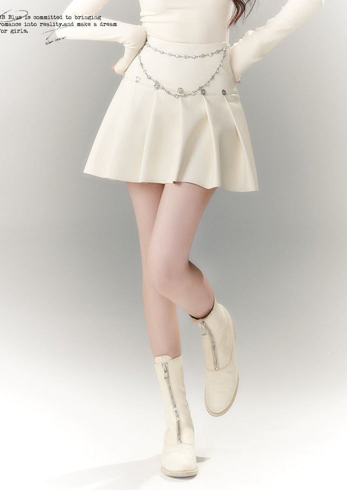 LUNA VEILのレザープリーツローズミニスカート leather pleated rose mini skirt LV0097の画像2
