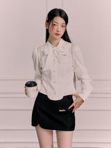 LUNA VEILのリボンタイガーリーブラウス ribbon tie girly blouse LV0058の画像1