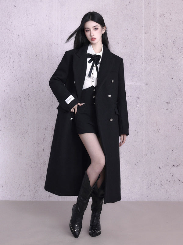 LUNA VEILのブラックウールロングコート black wool long coat LV0015の画像2