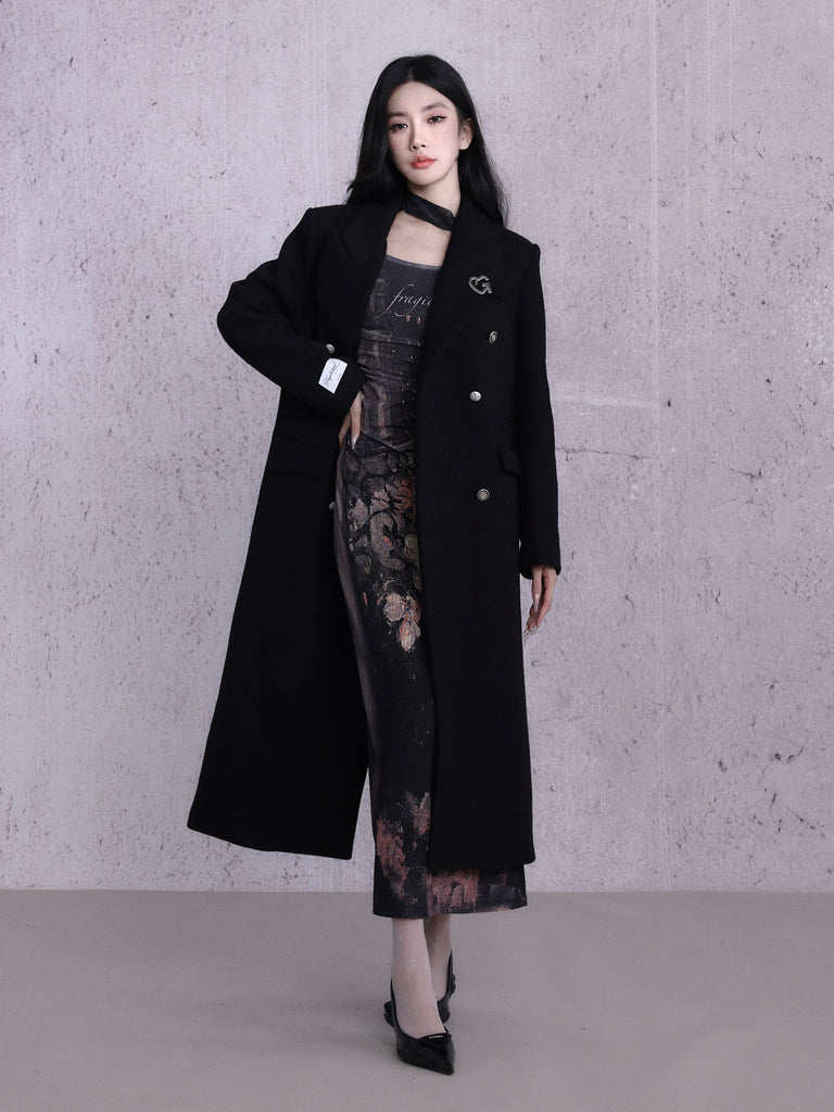 LUNA VEILのブラックウールロングコート black wool long coat LV0015の画像5