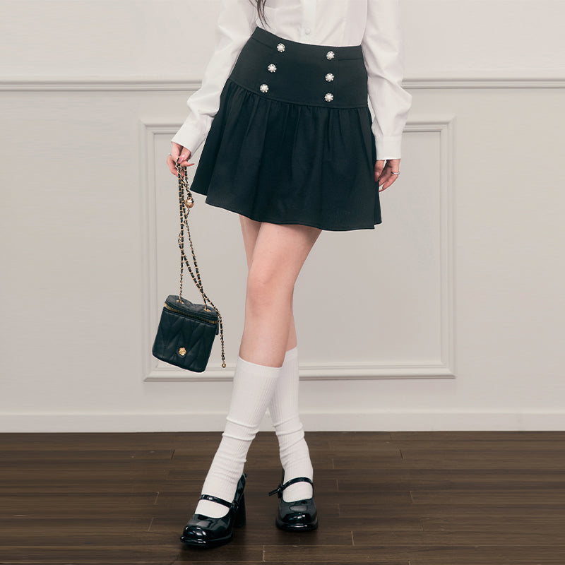 LUNA VEILのハイウエストパールデザインミニスカート high waist pearl design mini skirt LV0047の画像2