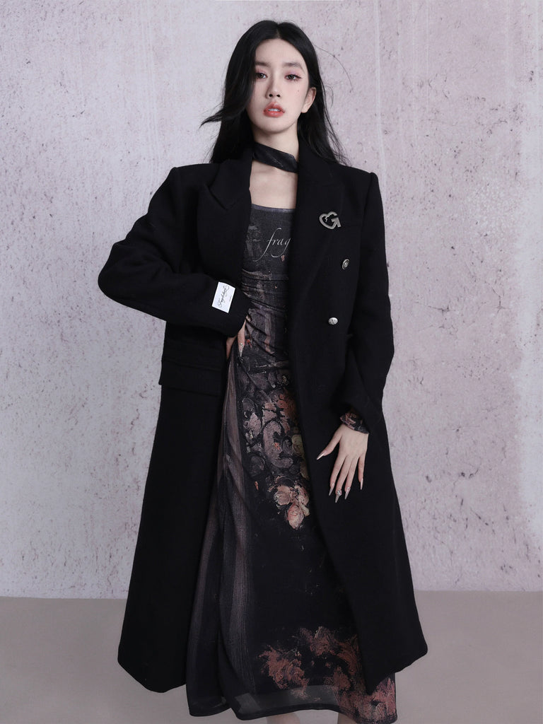 LUNA VEILのブラックウールロングコート black wool long coat LV0015の画像3