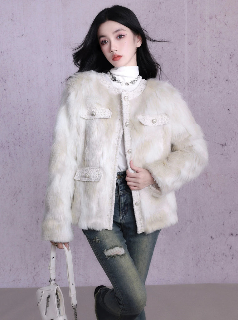 LUNA VEILのドーリーツイードファージャケット dolly tweed fur jacket LV0014の画像4