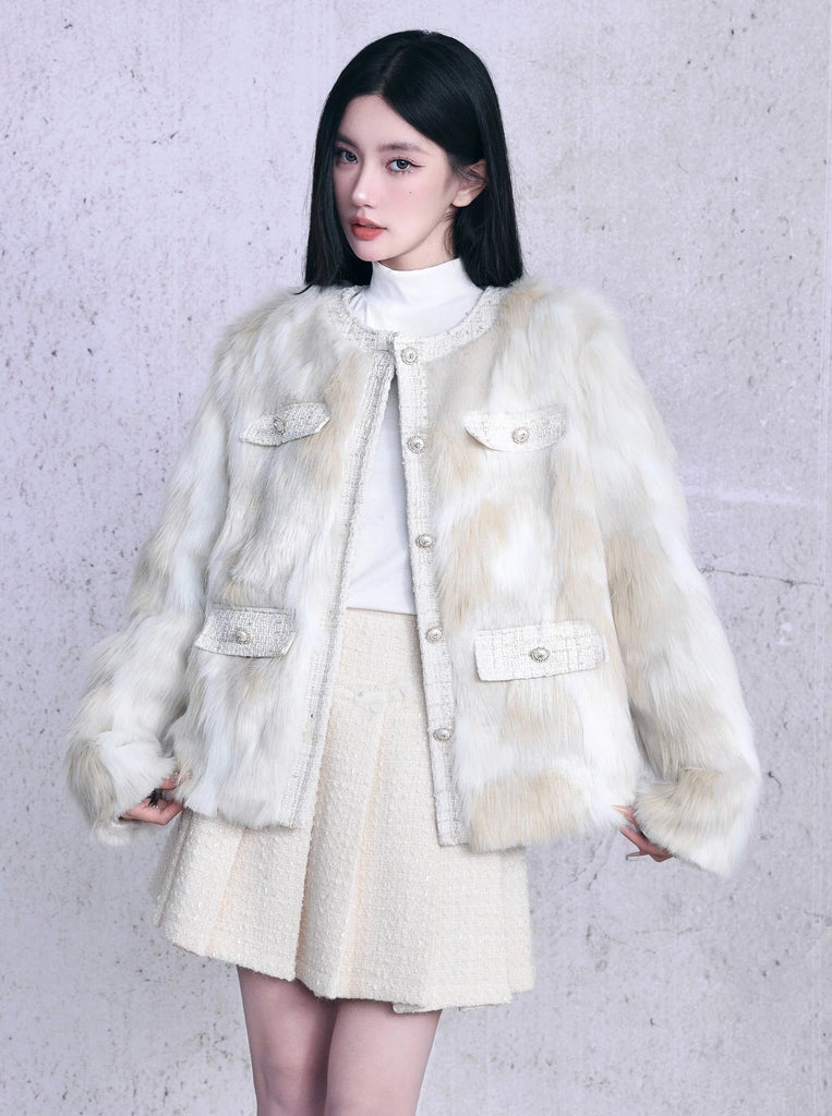 LUNA VEILのドーリーツイードファージャケット dolly tweed fur jacket LV0014の画像1