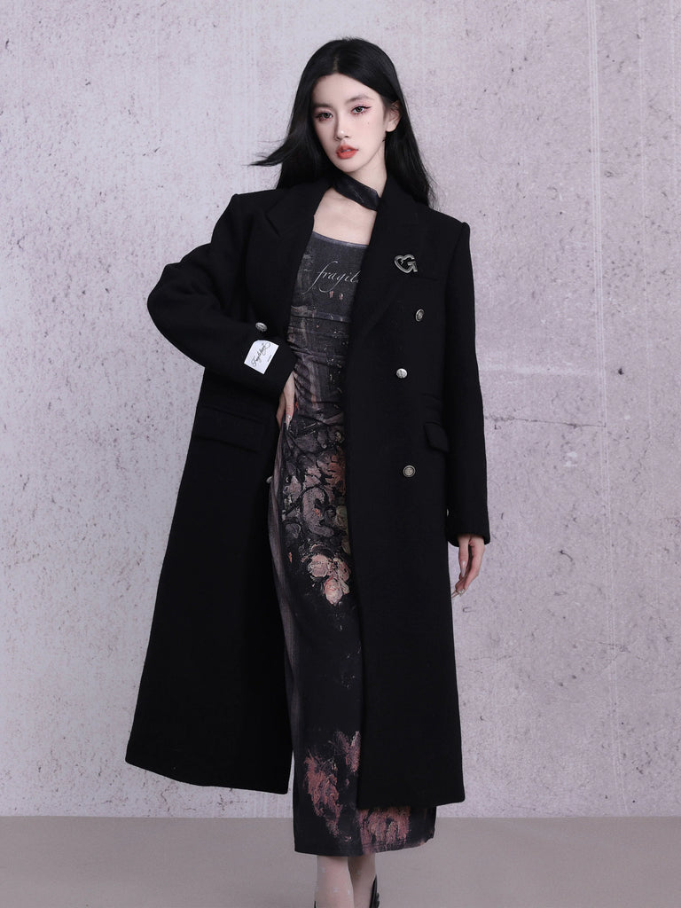 LUNA VEILのブラックウールロングコート black wool long coat LV0015の画像4