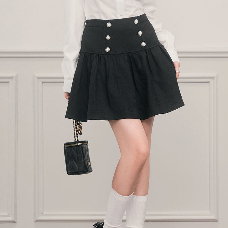 LUNA VEILのハイウエストパールデザインミニスカート high waist pearl design mini skirt LV0047の画像1